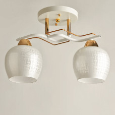 Люстра стельова Light House SH-19534/2 WT+FG 340*160*250 колір білий + золото, плафон білий з візерунком