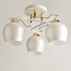 Люстра стельова Light House SH-19534/3 WT+FG 400*400*250 колір білий + золото, плафон білий з візерунком