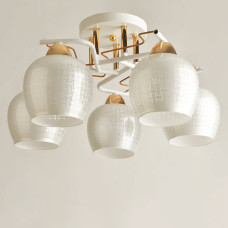 Люстра стельова Light House SH-19534/5 WT+FG 480*480*250 колір білий + золото, плафон білий з візерунком