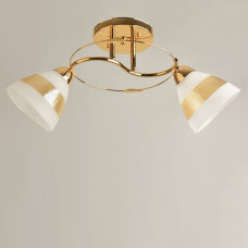 Люстра стельова Light House SH-19535/2 FG 520*260*230 колір золото, плафон бурштиновий + білий