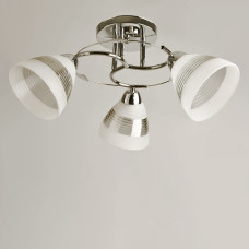 Люстра стельова Light House SH-19536/3 CR 520*520*230 колір хром, плафон сірий + білий