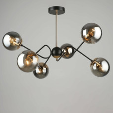 Люстра стельова в стилі лофт Light House SRS-19539/6 чорний + золото, плафон чорний 