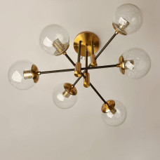 Люстра стельова Light House SH-19568/6A COPPER+BK 690*690*420 колір золото + чорний, плафон прозорий 