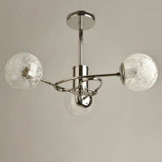 Люстра стельова Light House SH-19570/3 CR 580*580*380 колір хром, плафон прозорий з білим візерунком