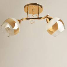 Люстра стельова Light House SH-19574/2 FG 460*150*230 колір золото, плафон білий + бурштиновий