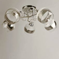 Люстра стельова Light House SH-19574/5A CR 590*590*230 колір хром, сірий плафон + білий