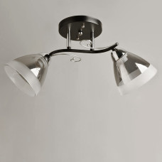 Люстра стельова Light House SH-19575/2B BK+CR 460*150*230 чорний + хром, плафон сірий + білий