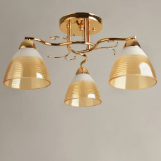 Люстра стельова Light House SH-19577/3 FG 490*490*240 золото, плафон бурштиновий 