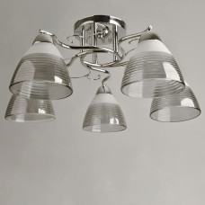Люстра стельова Light House SH-19577/5A CR 540*540*240 хром, плафон сірий 