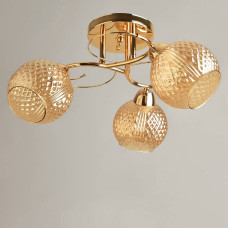 Люстра стельова Light House SH-19580/3 FG 460*460*230 колір золото, плафон бурштиновий 
