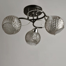 Люстра стельова Light House SH-19580/3B BK+CR 460*460*230 колір чорний + хром, плафон сірий 