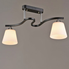 Люстра стельова Light House SRS-19582/2 BK+CH чорна + хром, плафон білий 