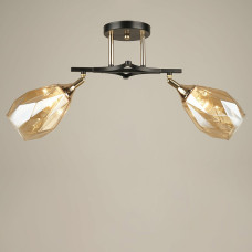 Люстра стельова Light House SRS-19586/2 COFFEE+FGD кавовий + золото, плафон бурштиновий 