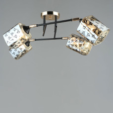 Люстра стельова Light House SRS-19593/4 BK+FGD чорна + золото, плафон янтарний з візерунком