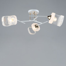 Люстра стельова Light House SRS-19602/3 білий + золото, плафон прозорий з білим