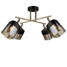 Люстра стельова Light House SR-18996/4 AB D730*H300 чорний+бронза, плафон чорний+бурштиновий