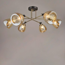 Люстра стельова Light House SR-19610/6 AB D740*H330 чорний + бронза, плафон бурштиновий