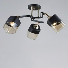 Люстра стельова Light House SR-19617/3 BK+FGD D620*H250 E27 чорна+золото, плафон чорний+бурштиновий