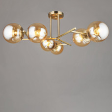 Люстра стельова молекула Light House SRS-19640/6 бронза, плафон бурштиновий