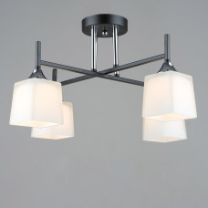 Люстра стельова Light House SRS-19643/4 BK+CH чорна + хром, плафон білий