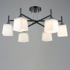Люстра стельова Light House SRS-19643/6 BK+CH чорна + хром, плафон білий 