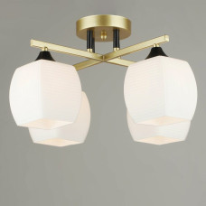 Люстра стельова Light House SRS-19604/4 GD+BK золото + чорний, плафон білий 
