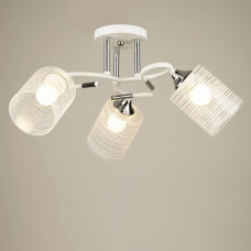 Люстра потолочная Light House SRS-19698/3 WT+CH белый + хром, плафон прозрачный с белым