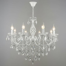 Люстра підвісна класична кришталева свічки Light House SRS-19709/8 WT біла з прозорим