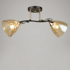 Люстра стельова Light House SRS-19752/2 BK+FGD чорна + золото, плафон бурштиновий