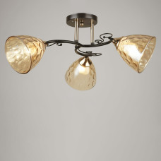 Стельова люстра Light House SRS-19752/3 BK+FGD чорна + золото, плафон бурштиновий
