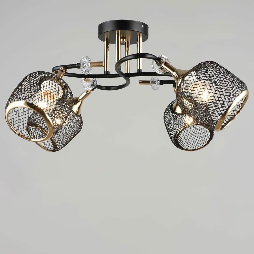 Зображення Ллюстра стельова з поворотним механізмом Light House SRS-19436/4 BK+FGD чорна + золото ИМ Light-Deco 