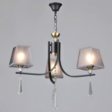 Люстра підвісна з абажуром Light House SRS-19779/3 BK+COP чорна + золото
