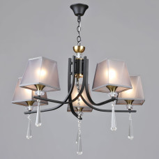 Люстра підвісна з абажуром Light House SRS-19779/5 BK+COP чорна + золото
