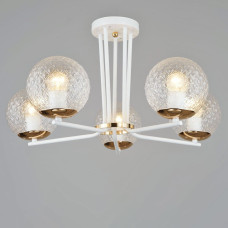 Люстра стельова Light House SRS-19786/5 WT+FGD білий + золото, плафон прозорий 