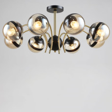 Люстра стельова у вітальню сучасна Light House SRS-19831/8 COP+BK чорний + золото