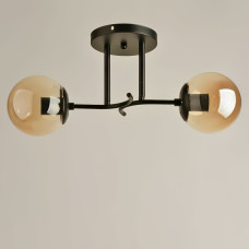 Люстра стельова куля Light House SRS-19845/2A BK чорний, плафон коричневий 