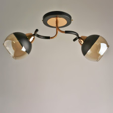 Люстра стельова Light House SRS-19856/2 BK+FG золото + чорний, плафон чорний + коричневий