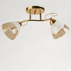 Люстра стельова Light House SRS-19859/2 FG золото + чорний, плафон білий + янтарний з візерунком