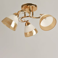 Люстра стельова Light House SRS-19862/3 FG золото, плафон білий + янтарний