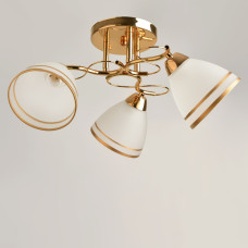 Люстра стельова Light House SRS-19863/3 FG золото, плафон білий з облямівкою