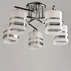 Люстра потолочная Light House SRS-19865/5A CR хром, плафон белый с прозрачным 