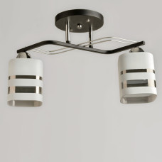 Люстра потолочная Light House SRS-19866/2A BK+CR черный + хром, плафон белый с прозрачным 