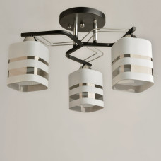 Люстра потолочная Light House SRS-19866/3A BK+CR черный + хром, плафон белый с прозрачным 