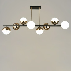 Люстра стельова світлодіодна молекула Light House SRS-19909/8 чорний + золото, плафон білий 