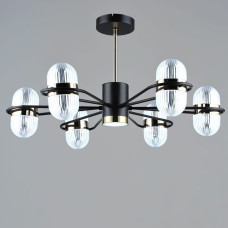 Люстра стельова світлодіодна молекула Light HouseSRS-19910/6 чорний + золото, плафон прозорий 