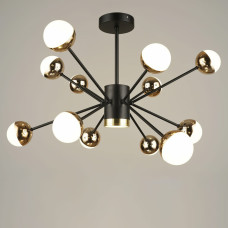 Люстра стельова світлодіодна молекула Light House SRS-19912/12 BK+FGD чорний + золото, плафон білий 