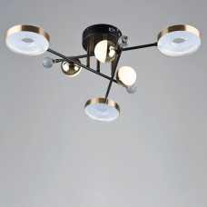 Люстра стельова світлодіодна Light House SRS-19915/3+3 чорний + золото, плафон білий 