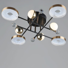 Люстра стельова світлодіодна Light House SRS-19915/4+4 чорний + золото, плафон білий 
