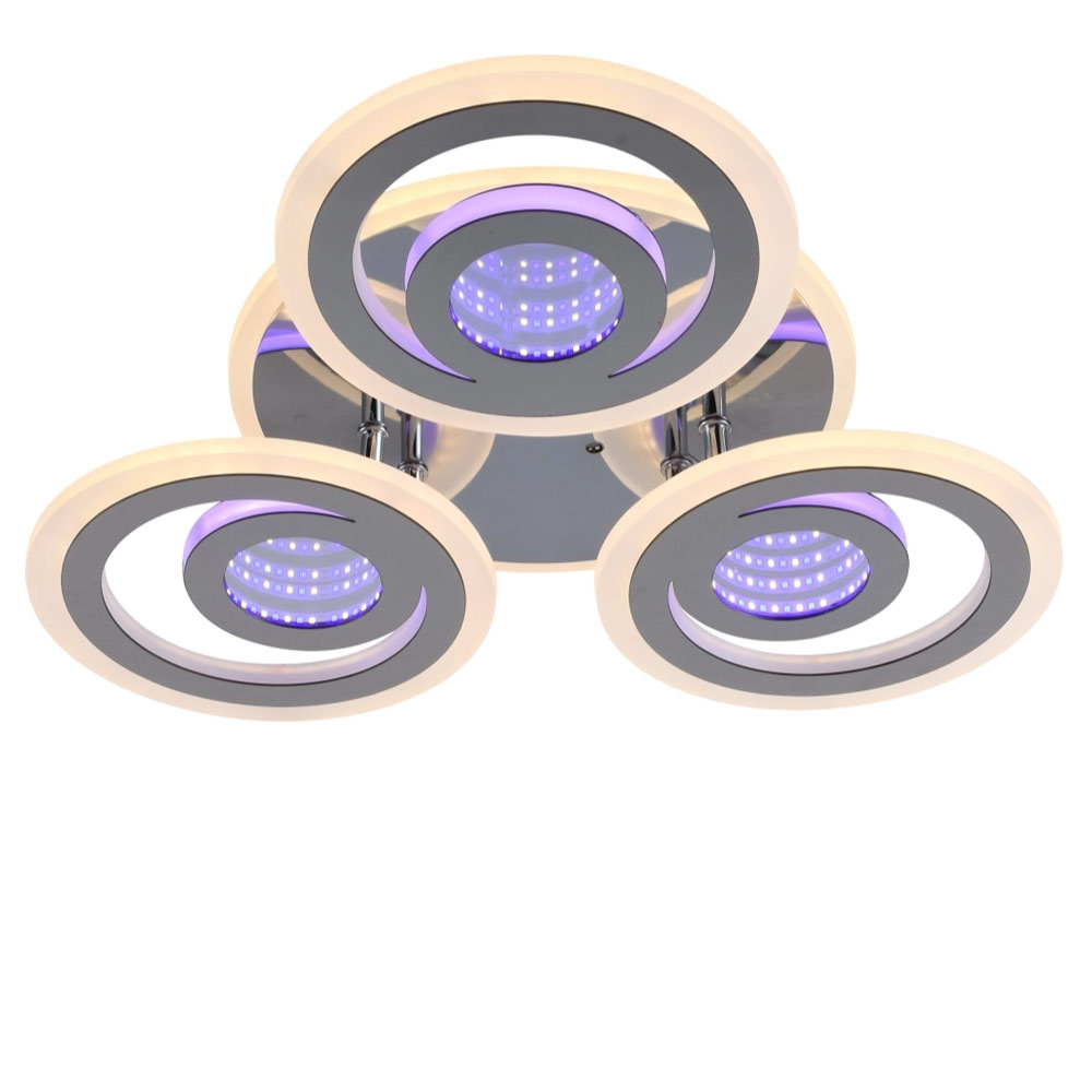 Изображение Люстра потолочная светодиодная акриловая LED Light House SRS-19919/3B CR (BL+YL) 72W+24W хром ИМ Light-Deco 