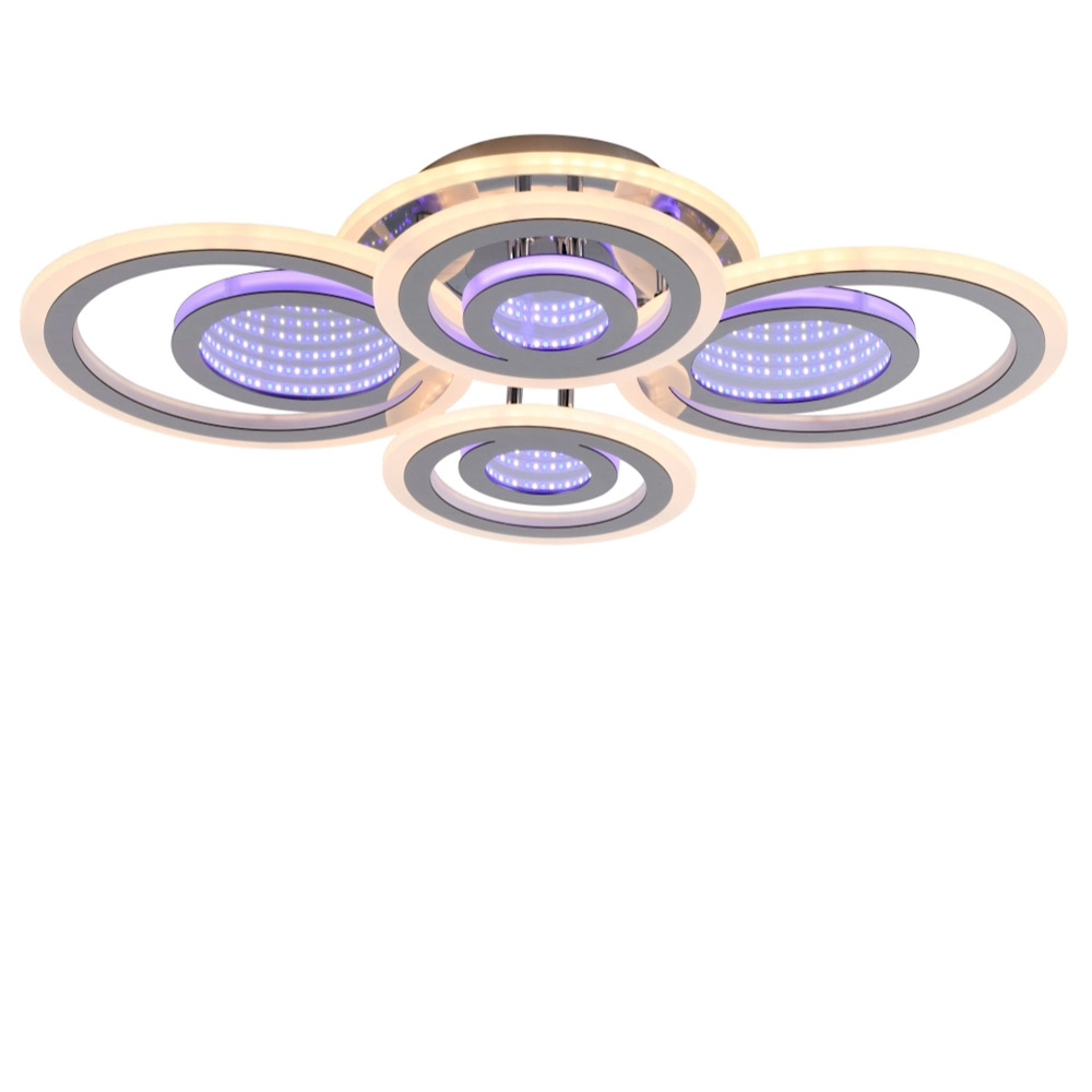 Изображение Люстра потолочная светодиодная акриловая LED Light House SRS-19919/2+2 CR (BL+YL) 104W+44W хром ИМ Light-Deco 